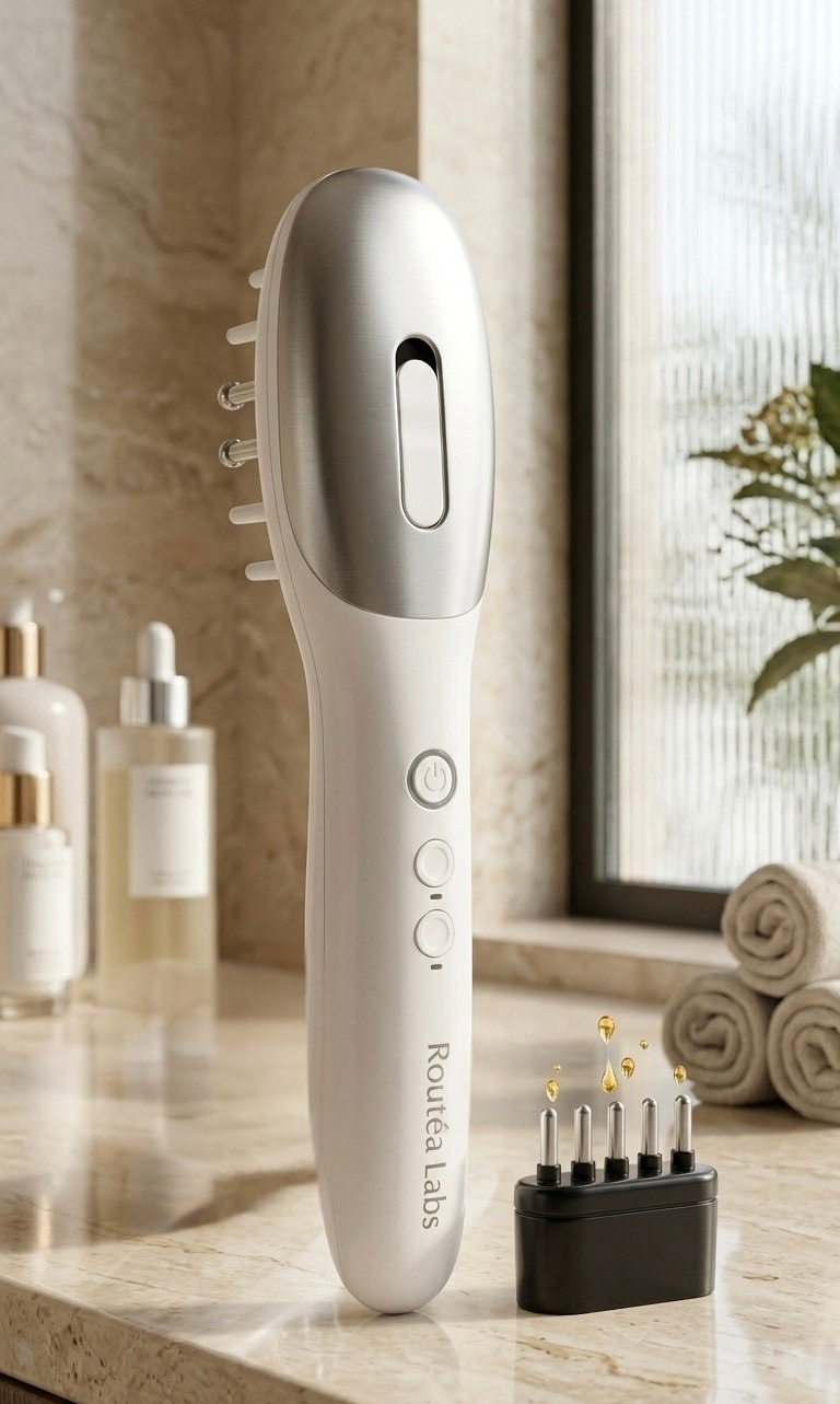 3 in 1 EMS Hair Growth Massage Comb with Hair Oil Dispenser Red Blue Light AntiHair Loss High Frequency Vibration Scalp Massager